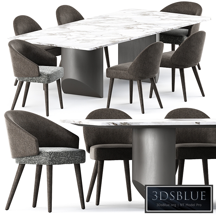 Lawson Dining Chair and Wedge Dining Table by Minotti