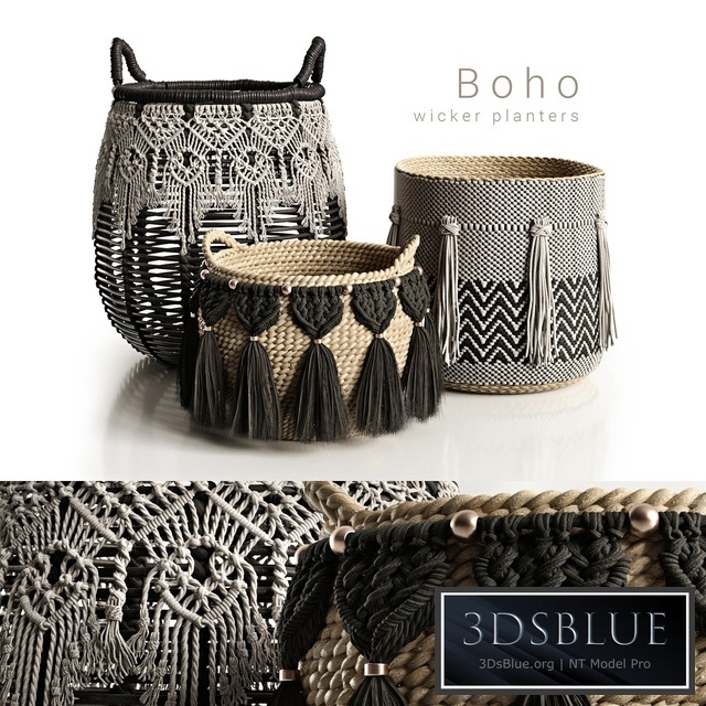 Boho wicker planters