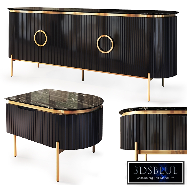 Dresser and nightstand Tesla black. Nightstand, sideboard by Medusa Home