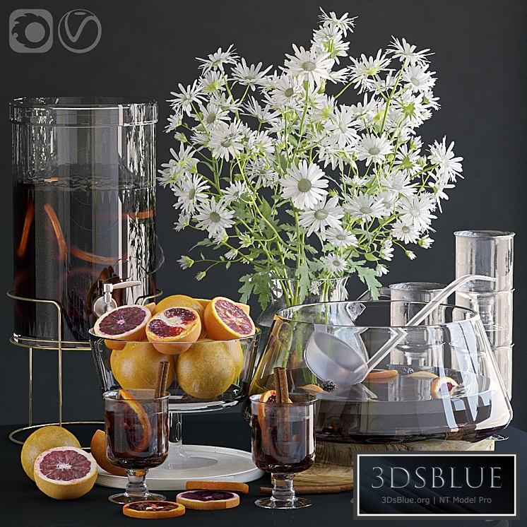 Decorative set with grapefruits.