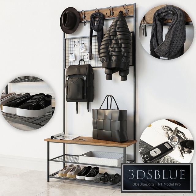 Hallway Industrial Shoe Rack Bench wardrobe