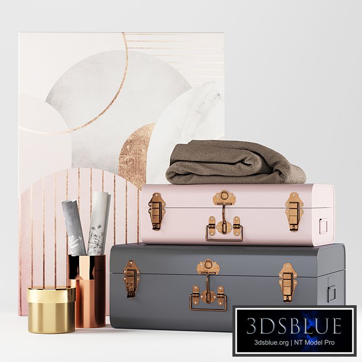 Decorative set of 2 Elori suitcase chests