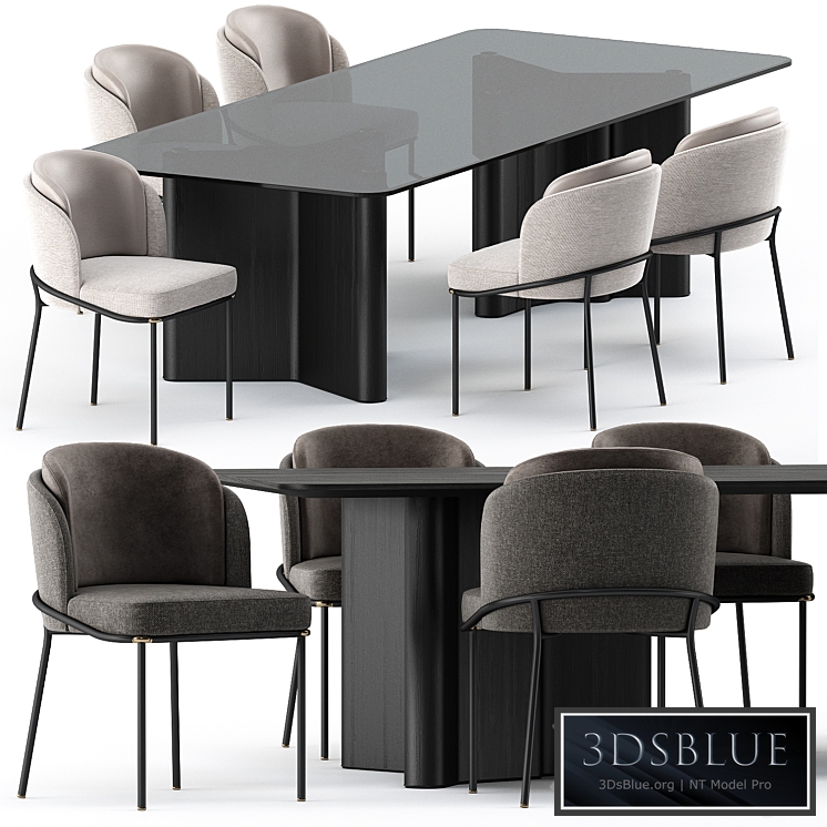 FIL NOIR chair and LOU Dining Table by Minotti