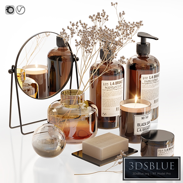 LA Bruket decor set for bathroom with dry flowers