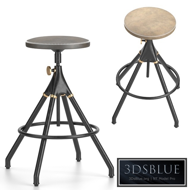District Eight-Akron Counter Stool With Leather Seat