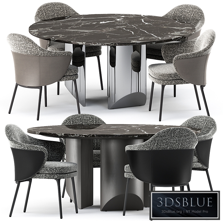 ANGIE chair and Wedge Table by Minotti