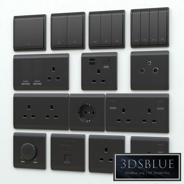 Schneider pieno switches & sockets matte black