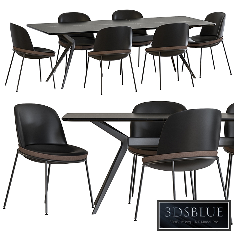 Jesse Pierluigi Dining Table and Germana Chair Leather Black