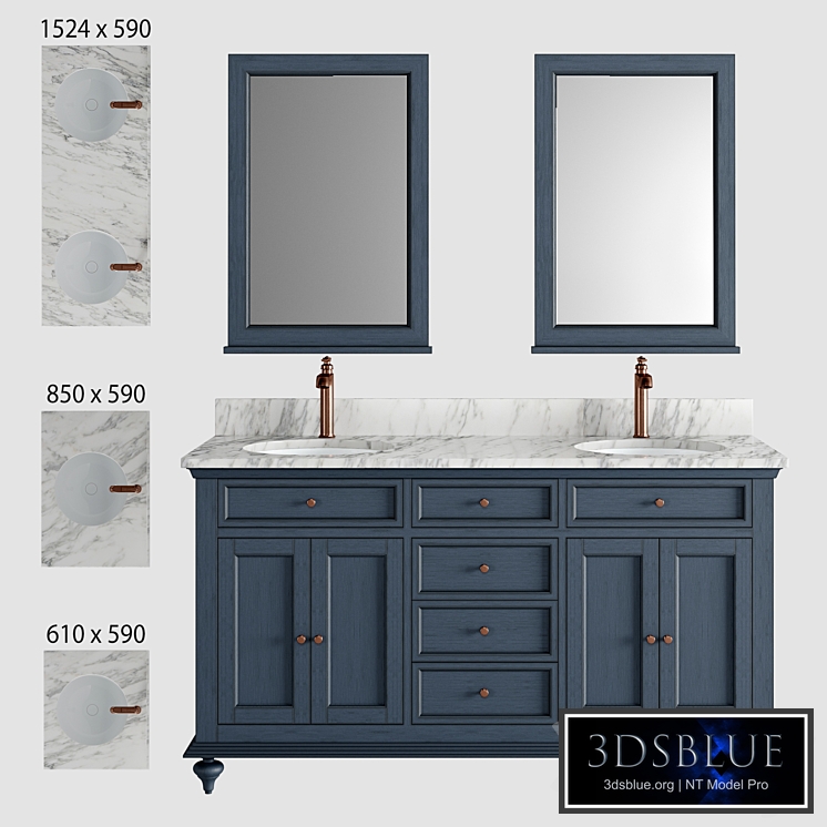 Keller Double Vanity for Undermount Sinks - Vintage Navy Blue
