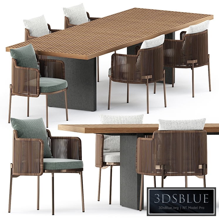 TAPE CORD chair and Quadrado Table by Minotti