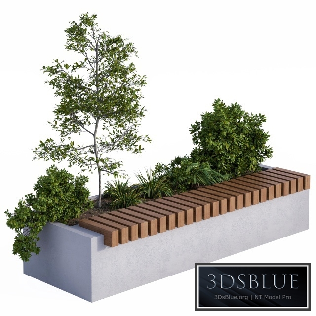 Urban Furniture / Architecture Bench with Plants Box01