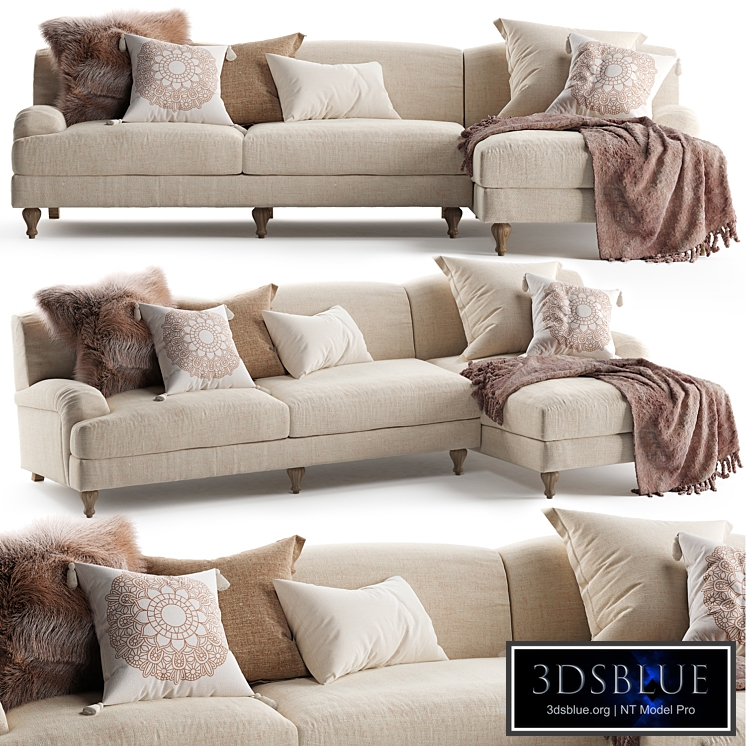 Rose Fabric Sofa Chaise