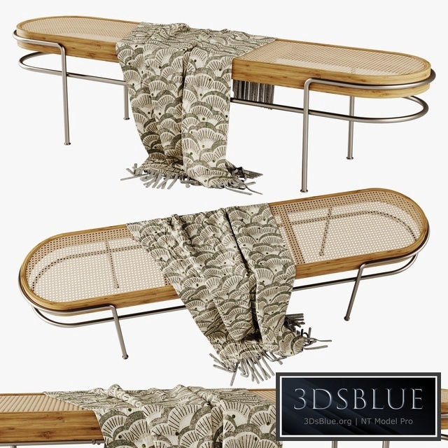 Rattan upholstered bench (lounge)