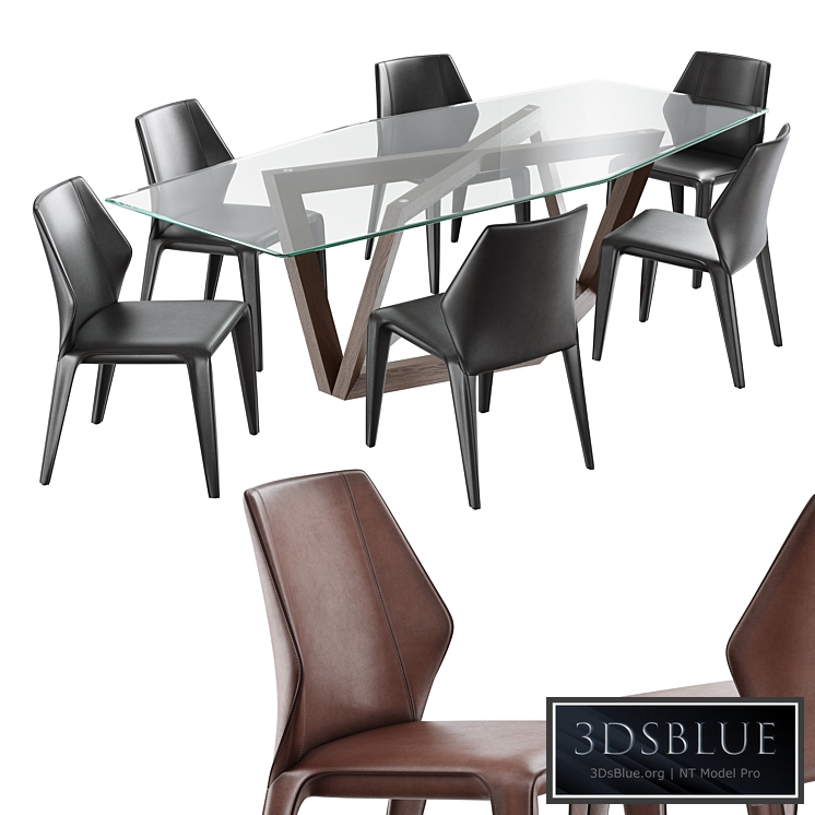 Dining set natuzzi frida chair C014 hex table E015