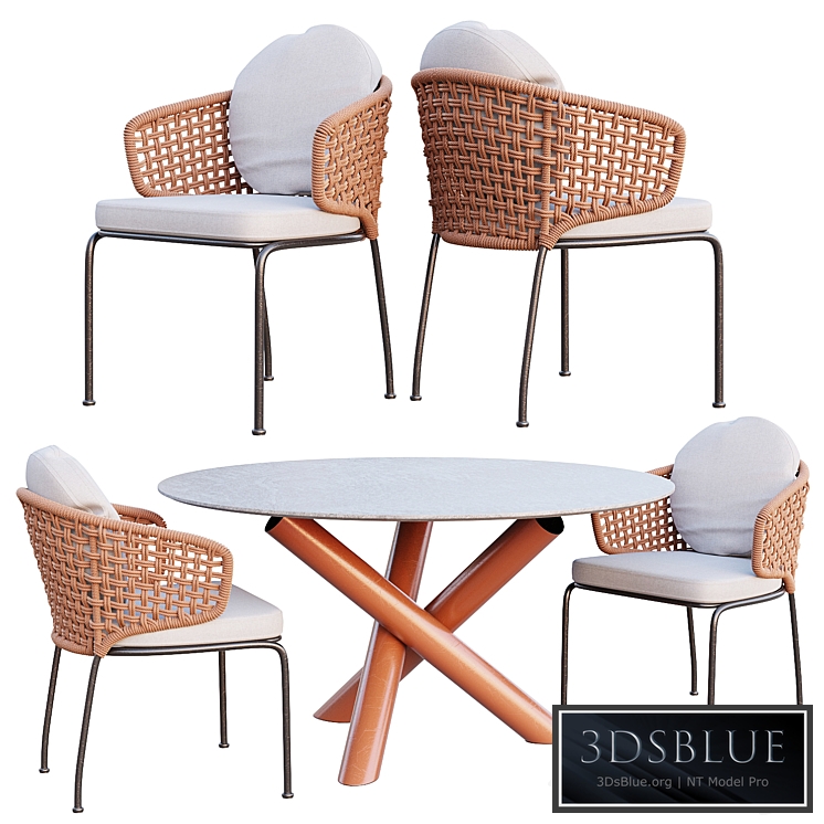 AVE Minotti Outdoor Van Dyck Table & Aston Cord Chair