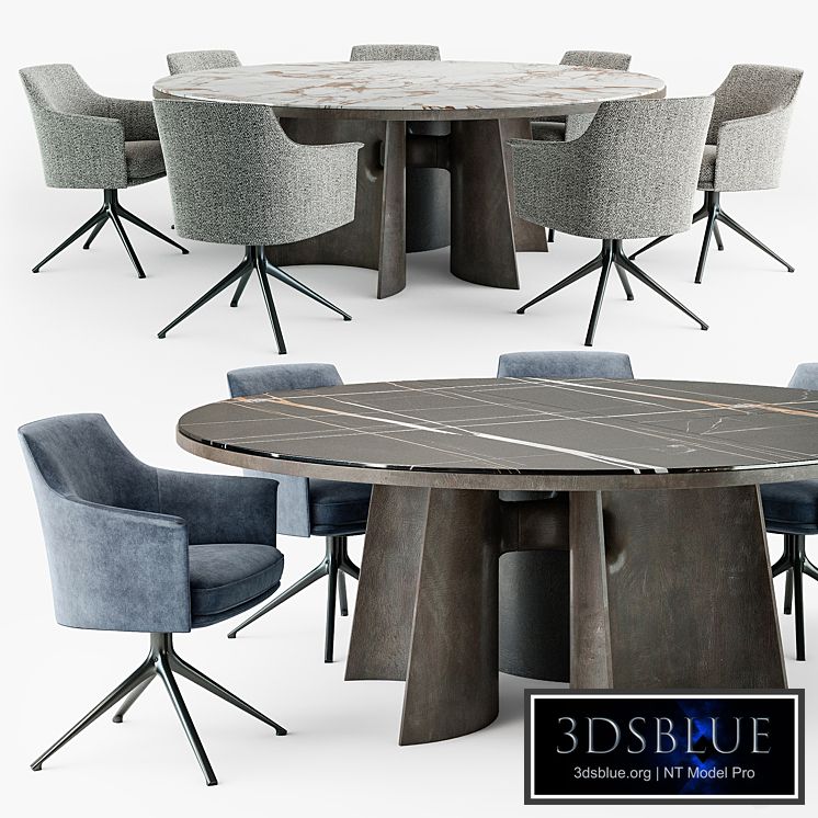 Poliform Kensington round table Stanford chair set