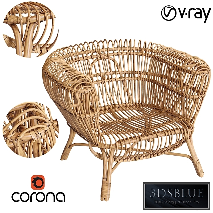 Handwoven Rattan and Kubu Roll Arm Calida Chair