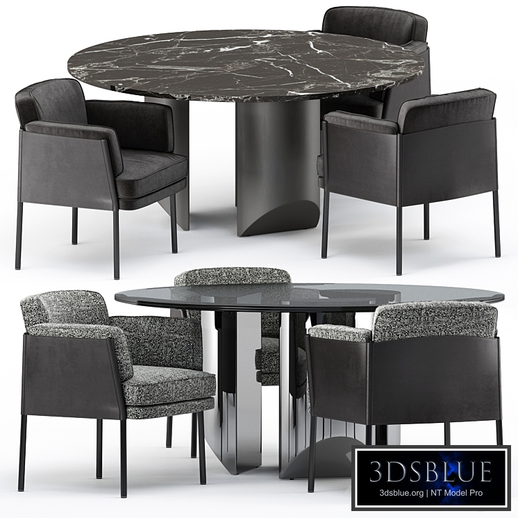 SHELLEY DINING chair and Wedge Table by Minotti