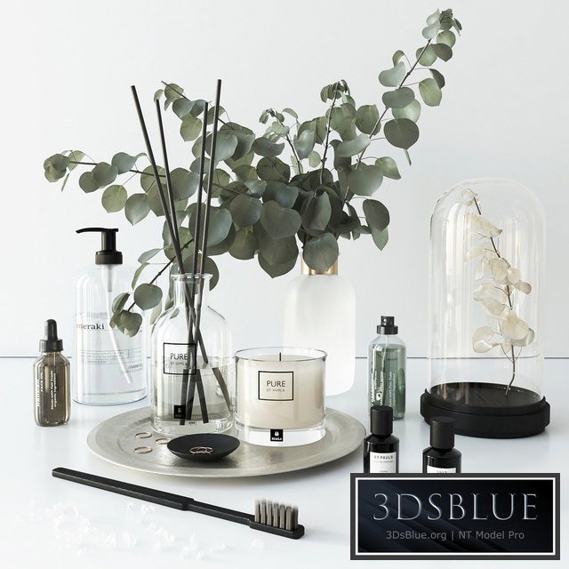 Bathroom set with eucalyptus