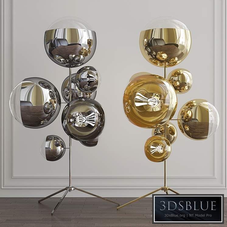 Mirror Ball Gold Stand Chandelier by Tom Dixon