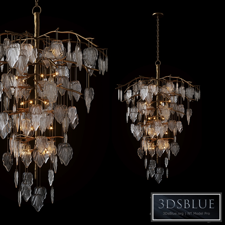 Sugar Leaf: Glass Leaf Twenty-Six-Light Chandelier