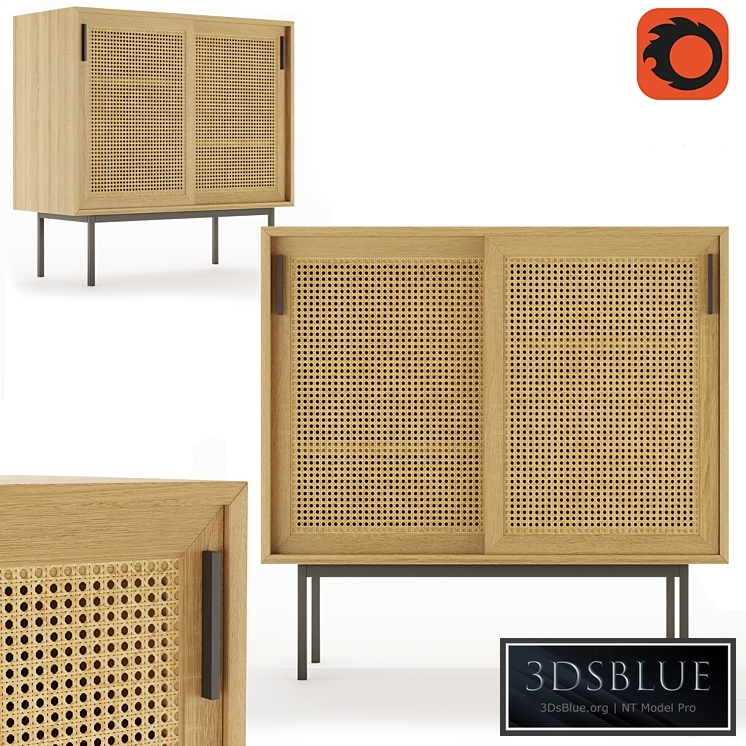 WASKA wardrobe with 2 sliding doors with wicker stakes (LA REDOUTE INTERIEURS)