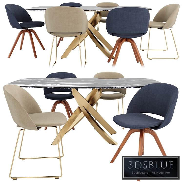 Artistico table and Polo Covered chair by Bontempi