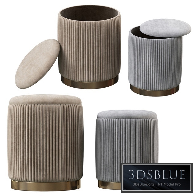 Channeled Gray Storage Ottomans - Set of 2