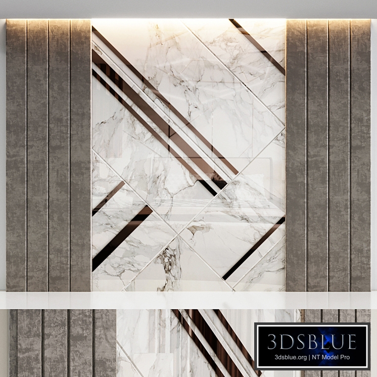 Rex Marble headboard in white and soft gray panels