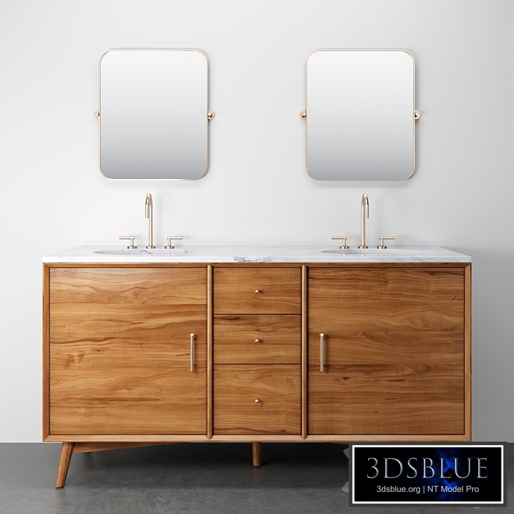 Mid Century Double Bath Console - Acorn