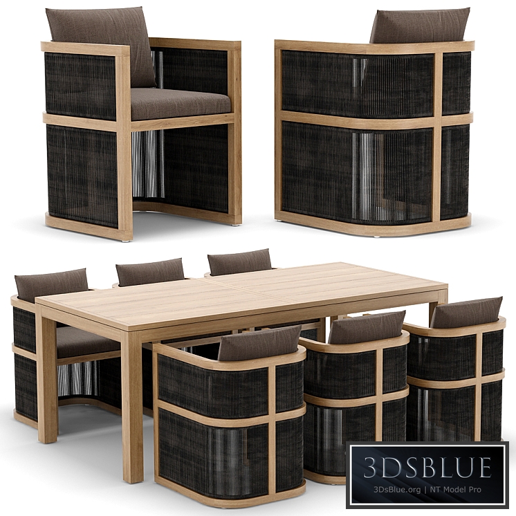 RH Outdoor Capri restangular table and chair