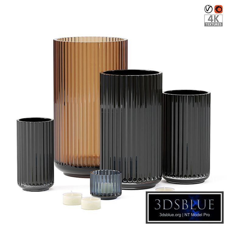 Glass vases with candleholders Lyngby Porcelæn