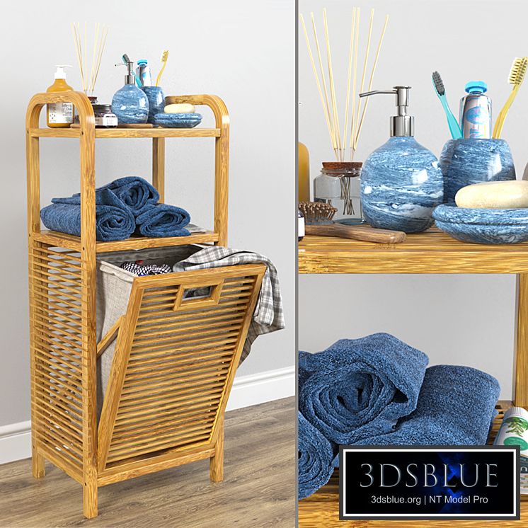 Bamboo shelf with accessories