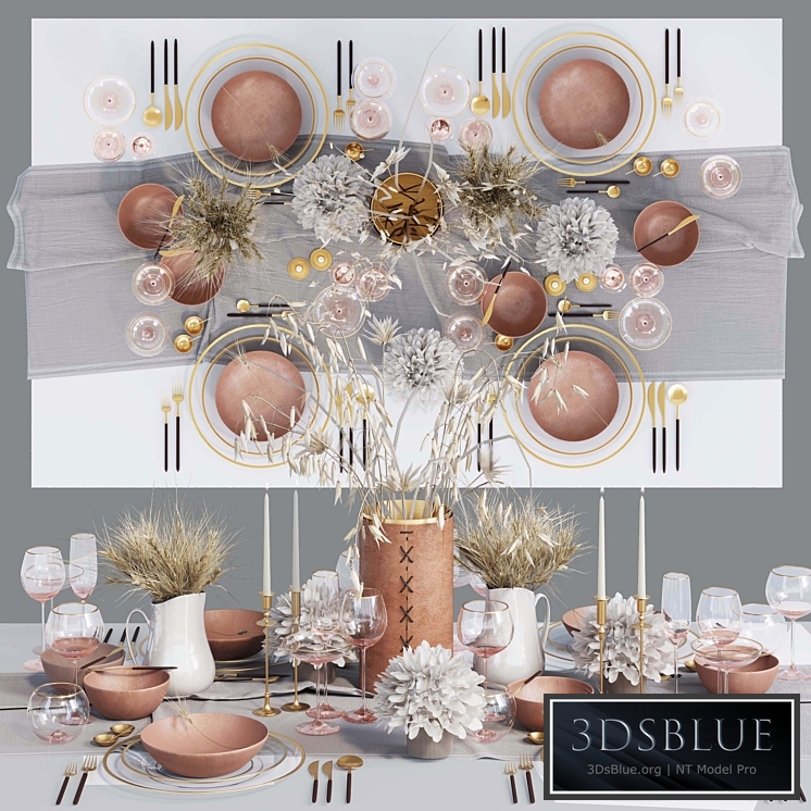 Table setting with dried flowers
