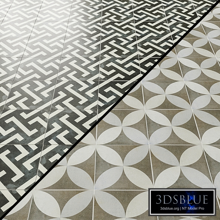 Bella Mori 9x9 Porcelain Tile, White & Black Encaustic