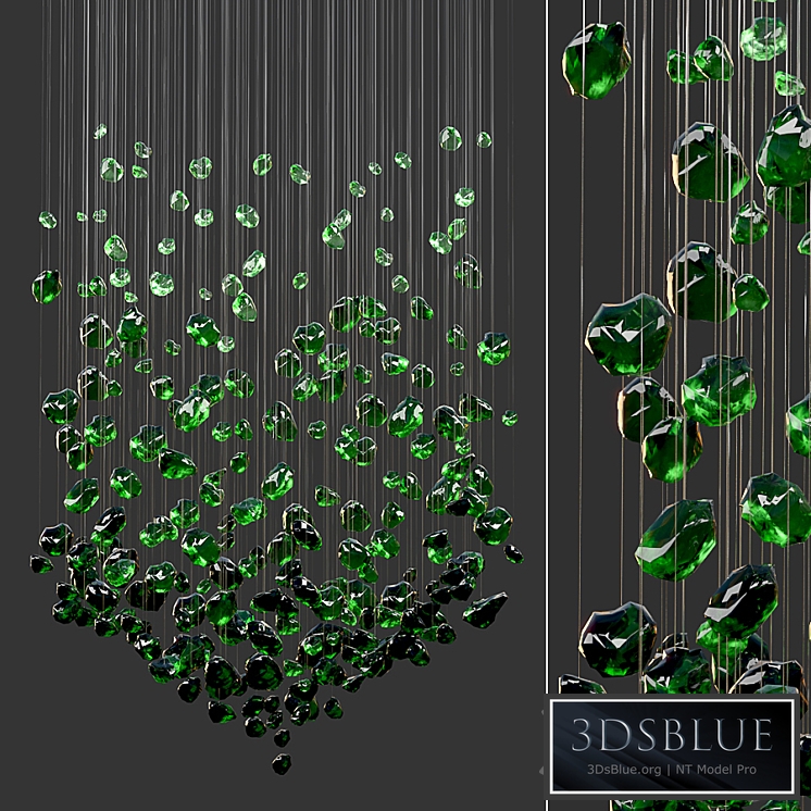 Green Gemstone Chandelier (V shape)