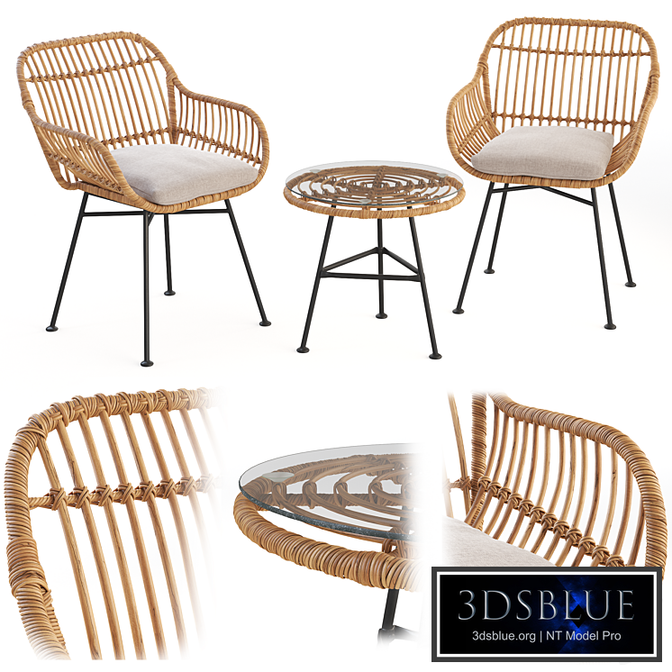 Bay Isle Bushnell 3 Piece Rattan Seating Group