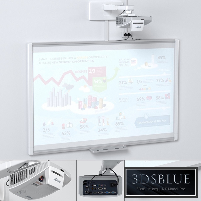 Smart SBM685 Whiteboard with Vivitek DH758UST Projector and Mount