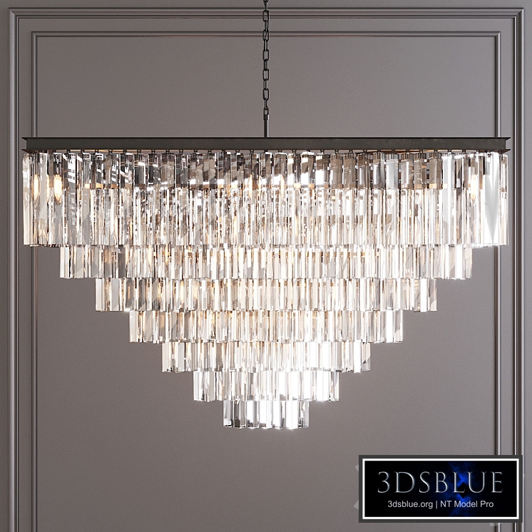 Restoration Hardware 1920S ODEON CLEAR GLASS FRINGE SQUARE 7-TIER CHANDELIER Black