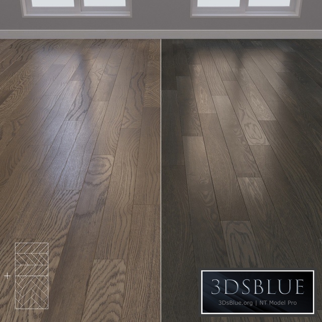 Parquet Oak 2 types layout Christmas tree, chevron and linear setduo17