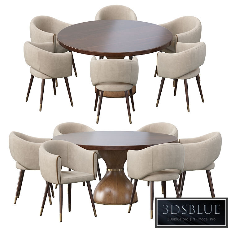 GRACE ARMCHAIR and POINT REYES BOTTICELLI LARGE ROUND DINING TABLE