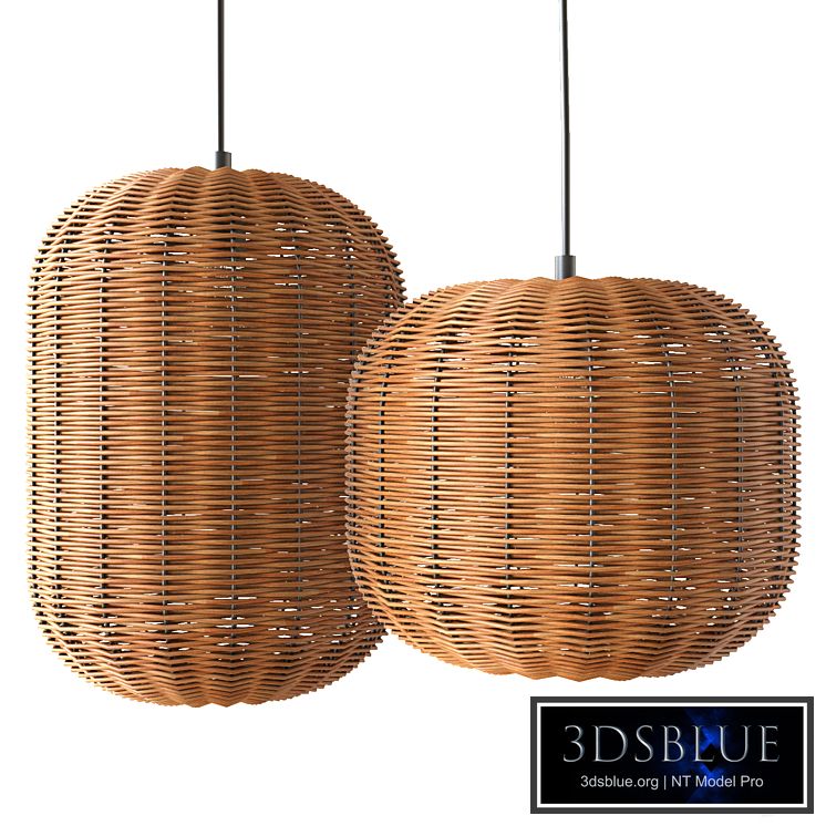 Rattan and Metal Ceiling Lamp