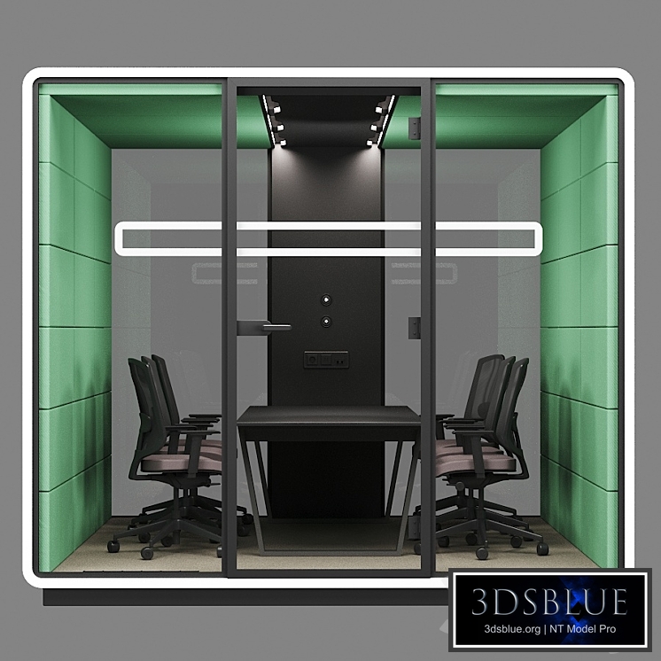 Mikomax Smart Office | HUSH MEET L | Acoustic office stand with table and chairs