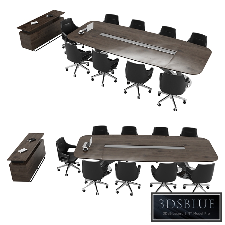 Meeting Table with Office Chairs and Cabinet