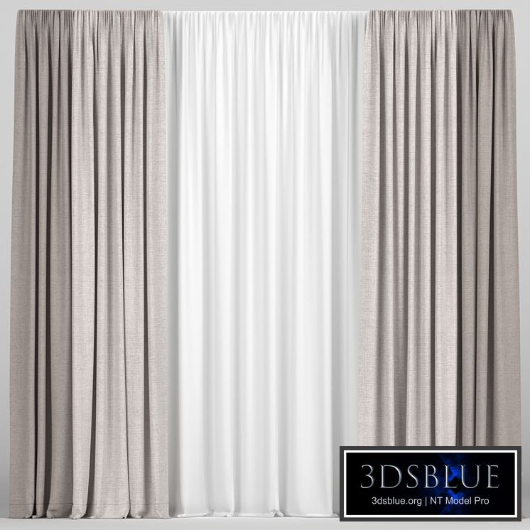 Brown curtains in two colors with tulle.