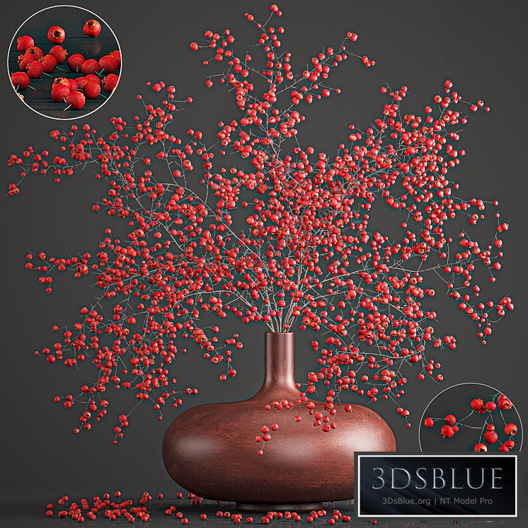 Bouquet 97. Branches, berries. Branches, berries, vase, natural decor, red