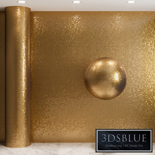 Gold mosaic material on glass