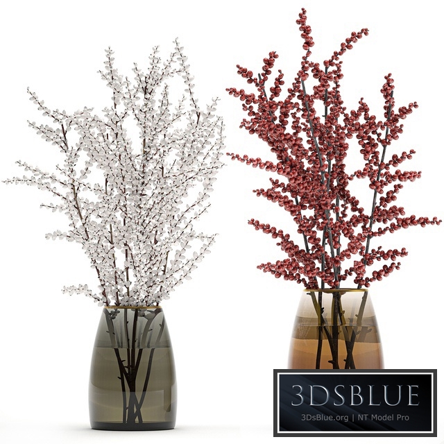 Bouquet 98. Branches, berries. Branches, berries, vase, Ilex, Holly, dried flowers, red, white