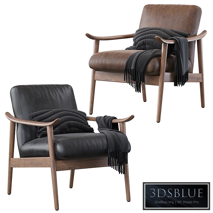 Mid-Century Vegan Leather Show Wood Chair