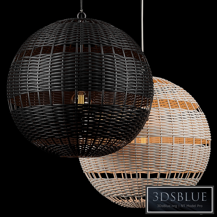 RH Montauk rattan round pendant